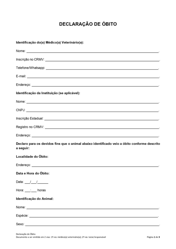 Contratos Veterinários - Termo de Consentimento para Retirada de Corpo de Animal em Óbito - Image 2