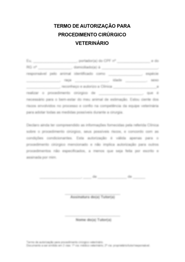 Contratos Veterinários - Pacote de Autorização de Procedimentos - Cirurgia Geral | Anestesia | Internação | Eutanásia | Alta e Retirada sem Alta - Image 3
