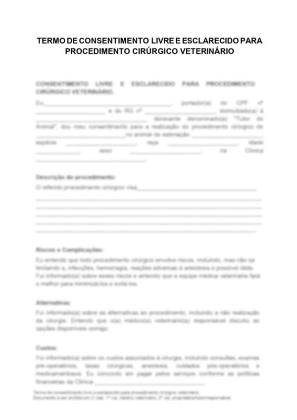Contratos Veterinários - Pacote de Autorização de Procedimentos - Cirurgia Geral | Anestesia | Internação | Eutanásia | Alta e Retirada sem Alta - Image 4