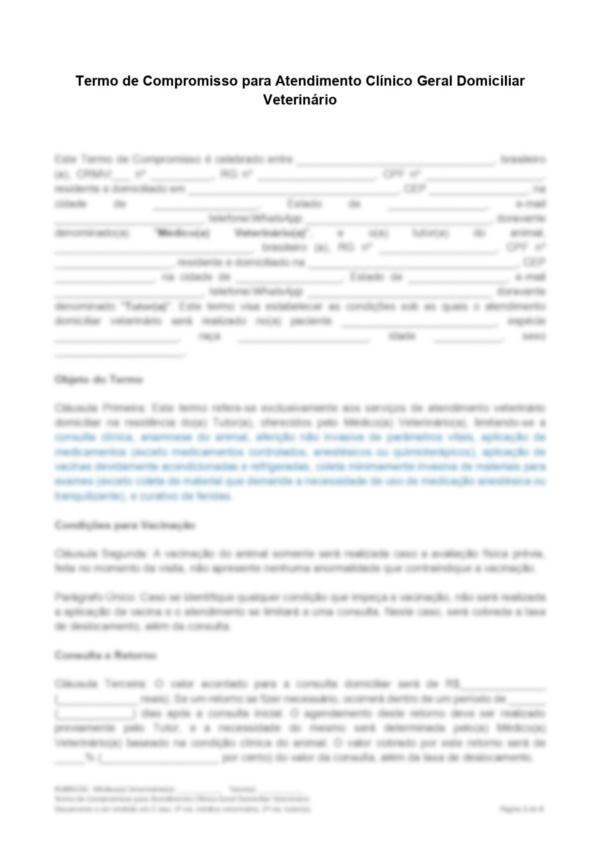 Contratos Veterinários - Termo para Atendimento Veterinário Domiciliar - Image 2