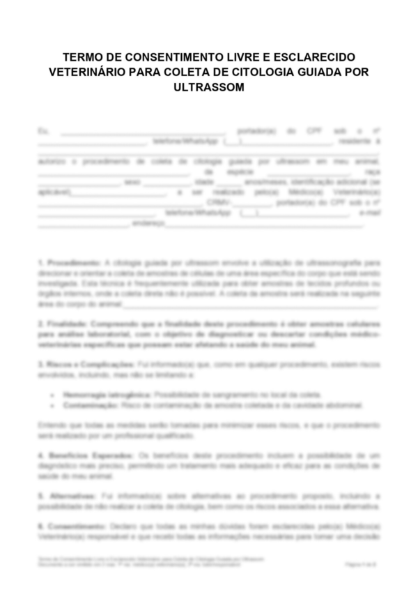 Consentimento para Procedimentos de Risco - Cistocentese | Coleta de Líquor | Citologia Guiada por Ultrassom - Image 2