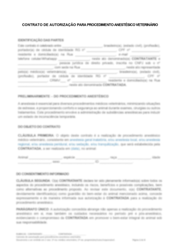Contratos Veterinários - Pacote de Autorização de Procedimentos - Cirurgia Geral | Anestesia | Internação | Eutanásia | Alta e Retirada sem Alta - Image 5