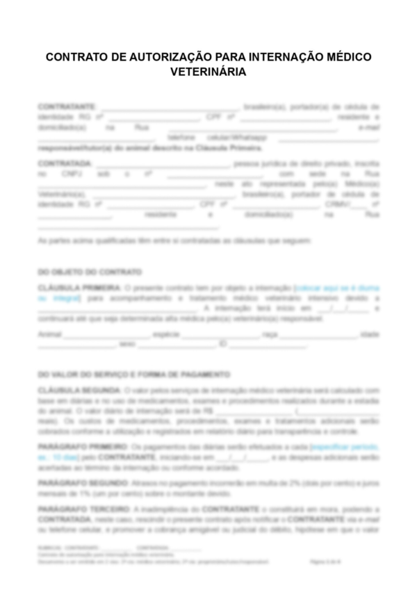Contratos Veterinários - Pacote de Autorização de Procedimentos - Cirurgia Geral | Anestesia | Internação | Eutanásia | Alta e Retirada sem Alta - Image 8