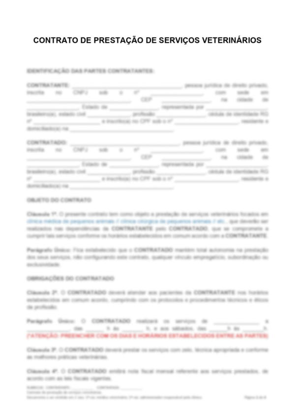 Contratos Veterinários - Contrato de Prestação de Serviço Clínica x Vet PJ - Image 2