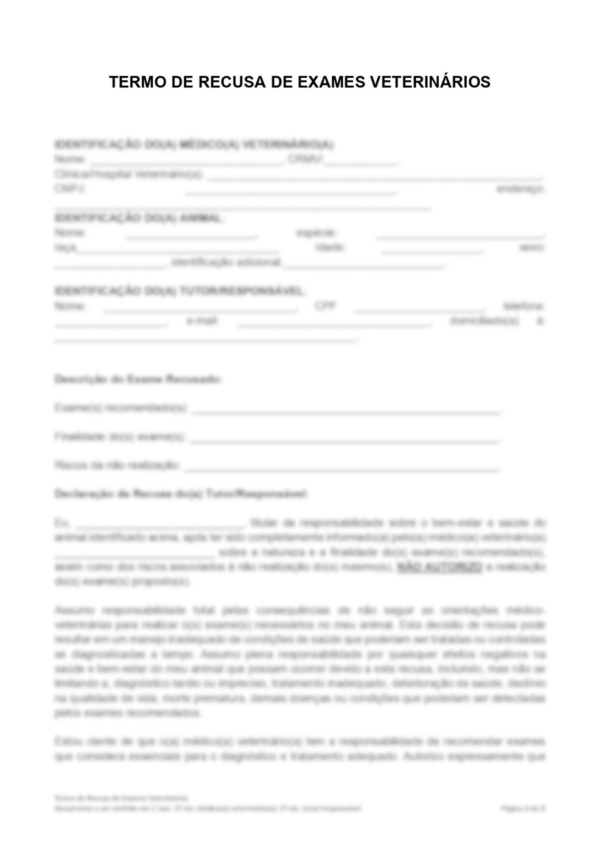 Contratos Veterinários - Termo de Recusa de Exames Veterinários - Image 2