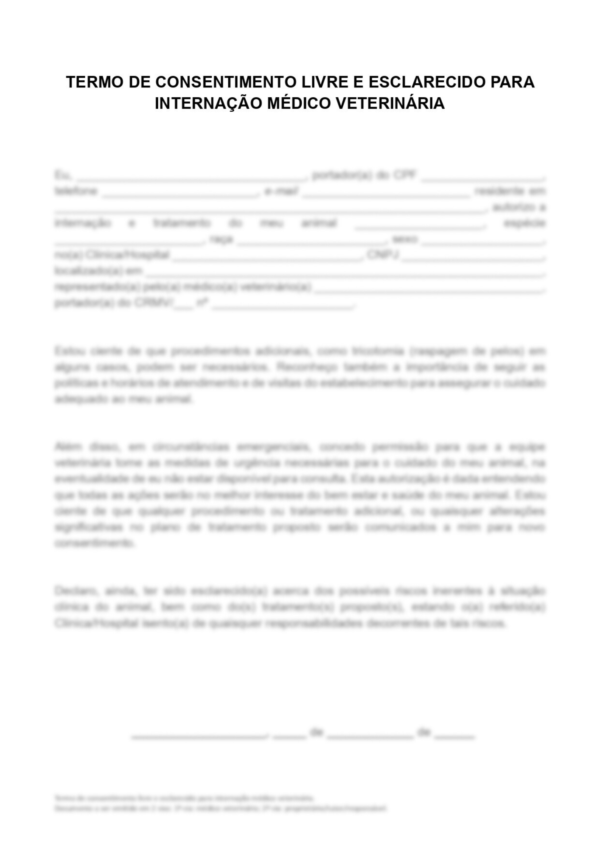 Contratos Veterinários - Pacote de Autorização de Procedimentos - Cirurgia Geral | Anestesia | Internação | Eutanásia | Alta e Retirada sem Alta - Image 7